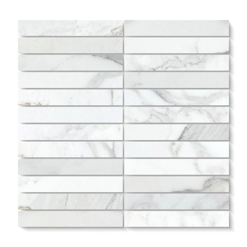 Calacatta Gold Italian Marble 1x6 Stacked Mosaic Tile Honed