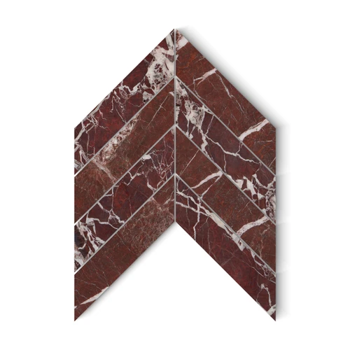 Rosso Levanto Marble 2" x 8" Chevron Mosaic Tile Polished