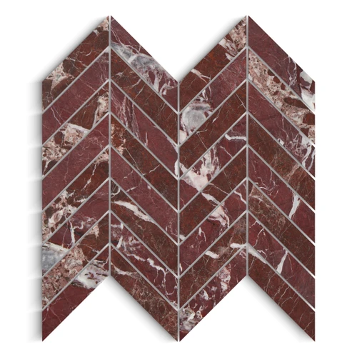 Rosso Levanto Marble 1x4 Chevron Mosaic Tile Honed
