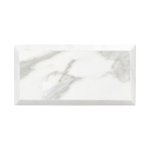 Calacatta Gold Italian Marble 3x6 Subway Tile Wide Beveled Honed