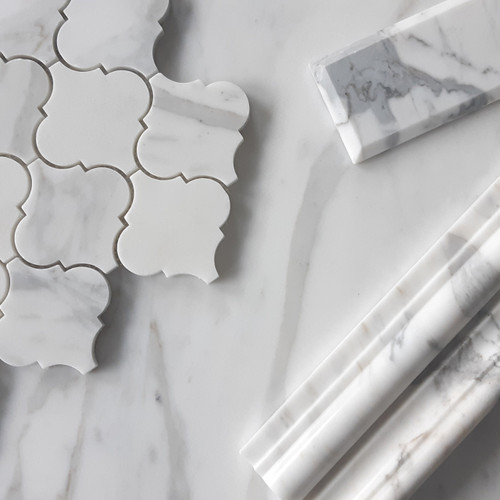 Calacatta Gold Italian Marble 3x6 Subway Tile Wide Beveled Combination