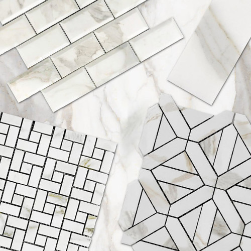 Calacatta Gold Italian Marble 18x18 Subway Tile Polished Combination