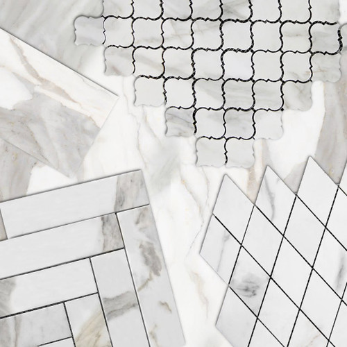 Calacatta Gold Italian Marble 4x12 Subway Tile Honed Combination