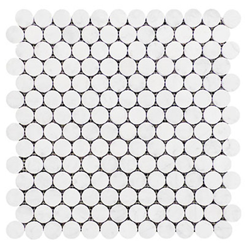 Bianco Dolomiti Marble 1" Penny Round Mosaic Tile Polished