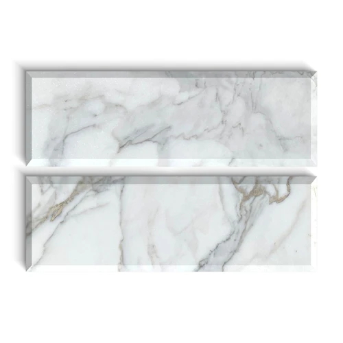 Calacatta Gold Italian Marble 4x12 Wide Bevel Subway Tile Honed