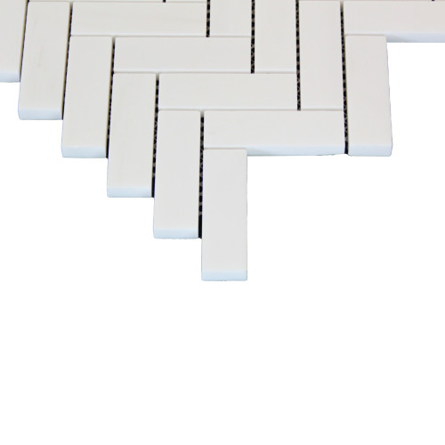 Dolomiti White Marble Polished Italian Bianco Dolomite 1x3 Herringbone Mosaic Tile