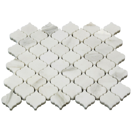 Calacatta Gold Polished Marble Arabesque Baroque Mini Lantern Mosaic Tile