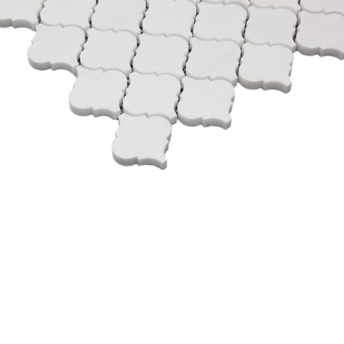 Honed Bianco Dolomite Marble Mini Arabesque Baroque Lantern Mosaic Tile