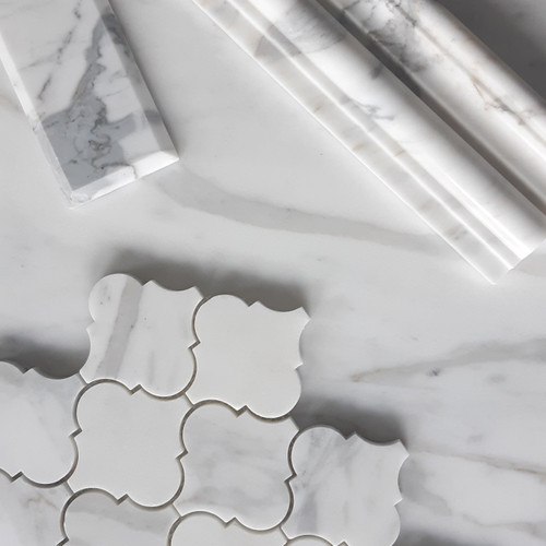 Calacatta Gold Italian Marble 3x6 Subway Tile Wide Beveled Polished Combination