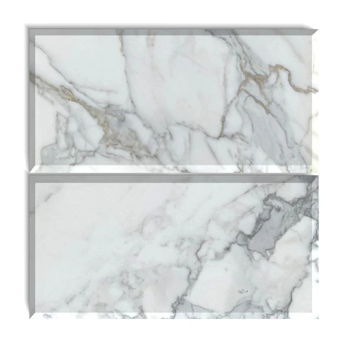 Calacatta Gold Italian Marble 6x12 Wide Bevel Subway Tile Honed