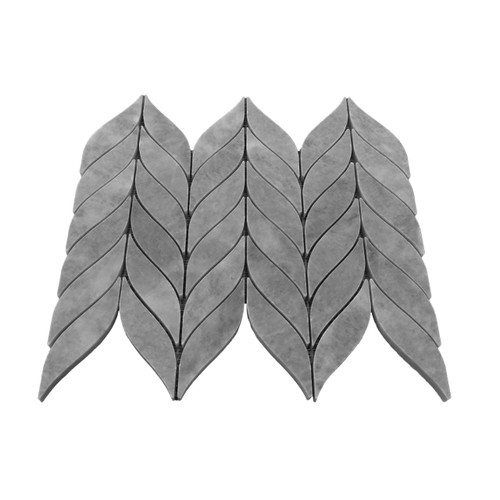 Bardiglio Gray Honed Marble Leaf Shape Mosaic Tile