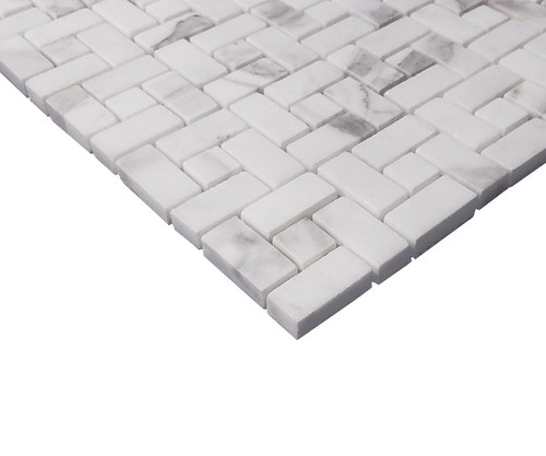 Calacatta Gold Marble Target Pinwheel Polished Mosaic Tile with Calacatta Gold Dots