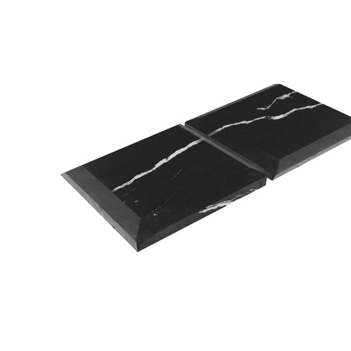 Nero Marquina Black Polished Marble 4x4 Wide Beveled Tile