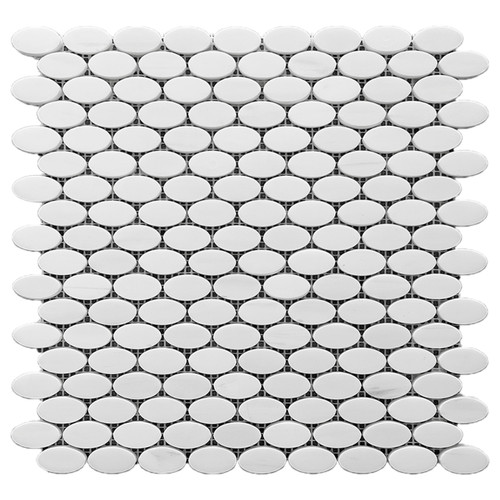 Bianco Dolomite Oval Ellipse Mosaic Tile Honed