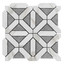 Calacatta Gold Italian Marble with Bardiglio Gray Triangles Geometrica Mosaic Tile Honed Sample