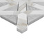 Calacatta Gold Italian Marble with Carrara White Triangles Geometrica Honed Mosaic Tile Sample