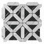 Carrara White Italian Marble Geometrica Mosaic Tile with Nero Marquina Black Triangles Polished Sample