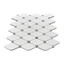 Bianco Dolomite Honed Marble Long Octagon Rhomboid with Bardiglio Dots Mosaic Tile