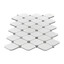 Bianco Dolomite Polished Marble Long Octagon Rhomboid with Bardiglio Dots Mosaic Tile Sample