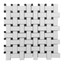 Bianco Dolomite Marble Basketweave Mosaic Tile with Nero Marquina Black Dots Polished