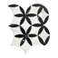 White Carrara with Nero Marquina Black  Leafs La Fleur Marble Mosaic Waterjet Tile Honed