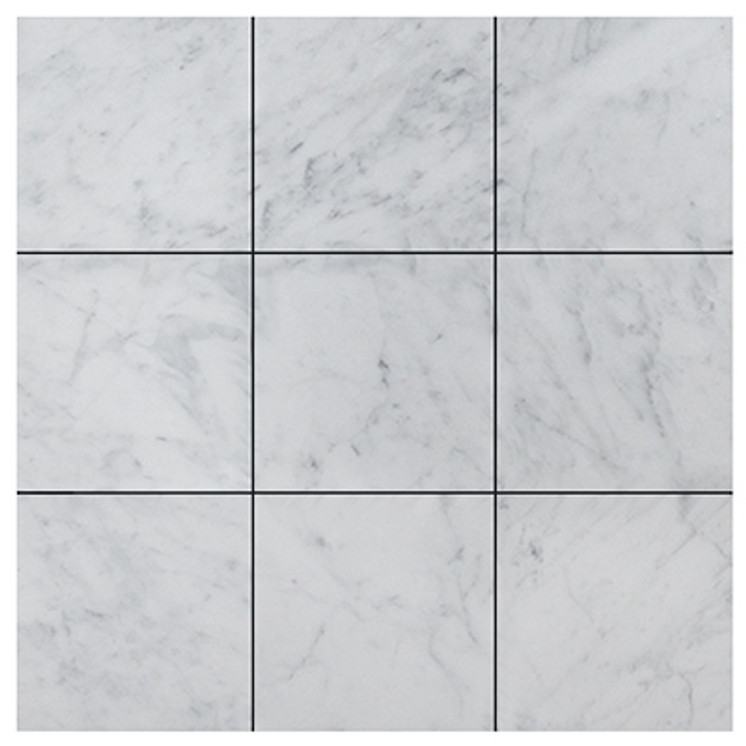 Italian White Carrera Marble Bianco Carrara 4x4 Marble Tile Honed