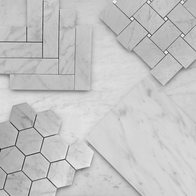 Carrara White Italian Marble 18x36 Tile Combination