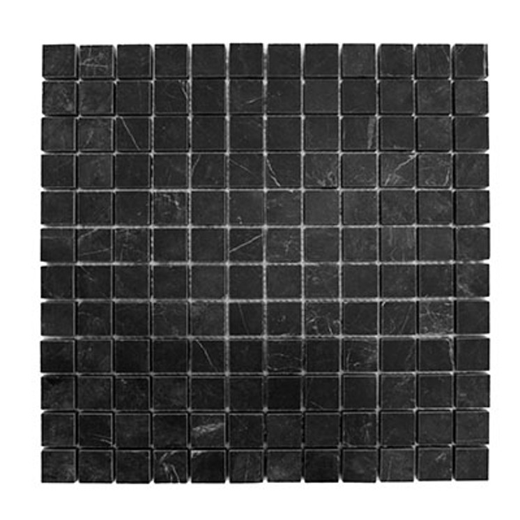 Nero Marquina Black Marble 1x1 Mosaic Tile Honed