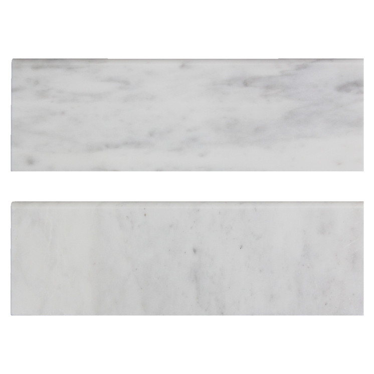 Carrara White Italian Marble 4" x 12" Bullnose Tile Polished