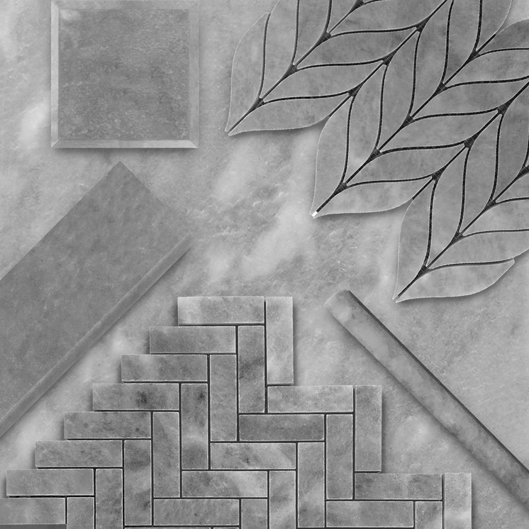 Bardiglio Gray Marble 4x12 Bullnose Trim Tile Combination Sample