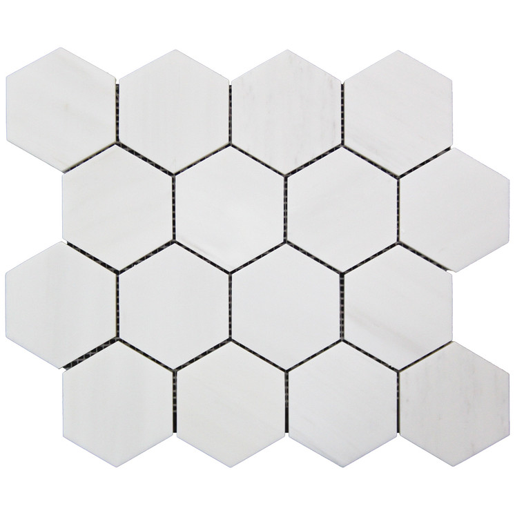 Bianco Dolomite Marble 3" Hexagon Mosaic Tile Polished