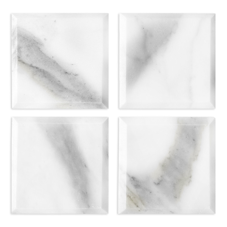 4x4 Calacatta Gold Italian Marble Subway Tile Wide Beveled Honed