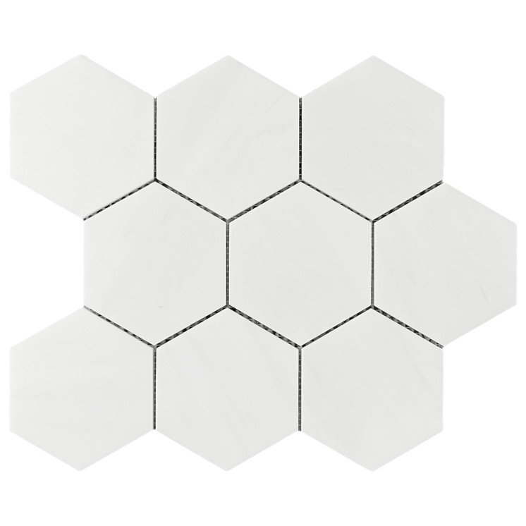 Bianco Dolomite Marble 4" Hexagon Mosaic Tile Honed