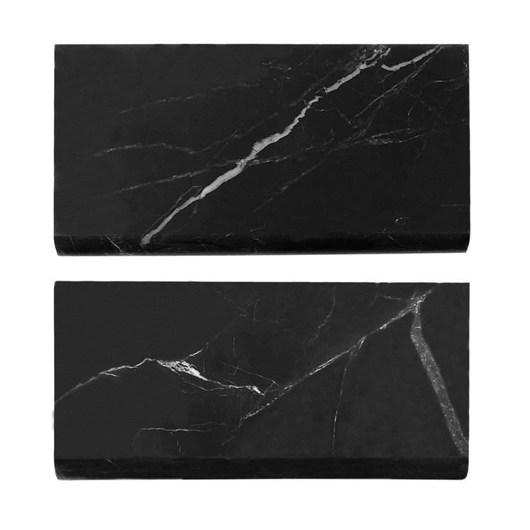 Nero Marquina Black Marble 3" x 6" Bullnose Trim Tile Honed