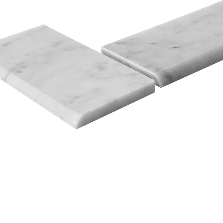 Carrara White Marble 3" x 6" Bullnose Honed Trim Tile