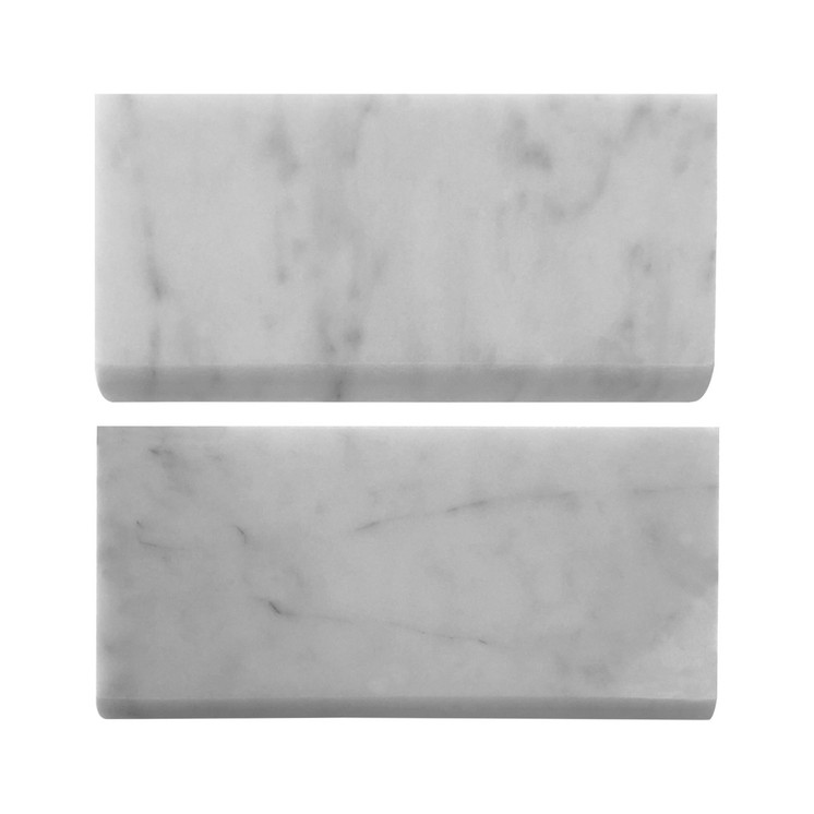 Carrara White Marble 3" x 6" Bullnose Trim Tile Polished