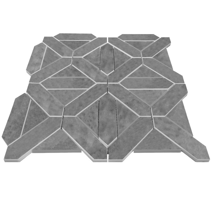 Bardiglio Gray Honed Marble Geometrica Mosaic Tile