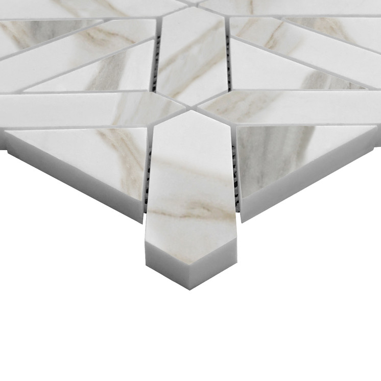 Calacatta Gold Italian Polished Marble Geometrica Mosaic Tile  Sample