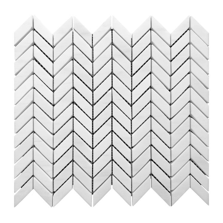 Bianco Dolomite Marble Mini Chevron Mosaic Tile Honed Sample