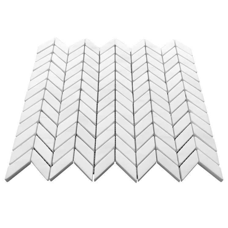 Bianco Dolomite Polished Marble Mini Chevron Mosaic Tile Sample