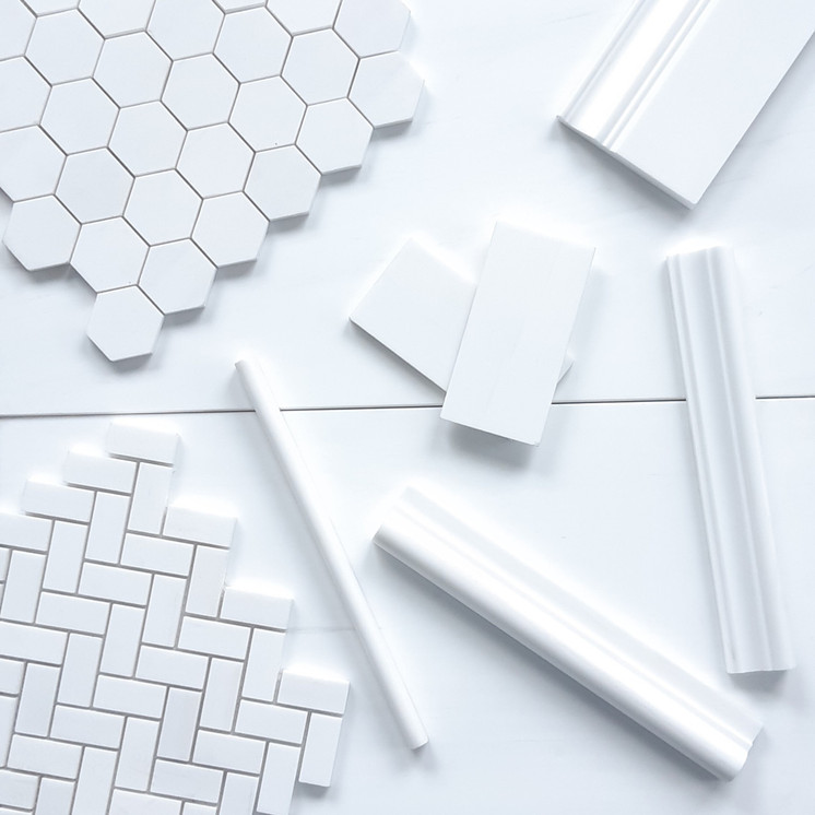 Bianco Dolomite Marble 1x2 Herringbone Mosaic Tile Combination