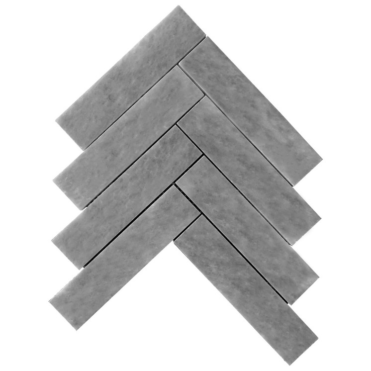 Bardiglio Gray Marble 2" x 8" Herringbone Mosaic Tile Polished