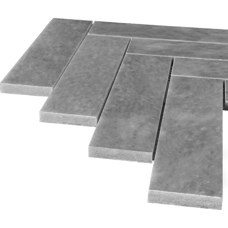 Bardiglio Gray Marble 2" x 8" Herringbone Polished Mosaic Tile Sample