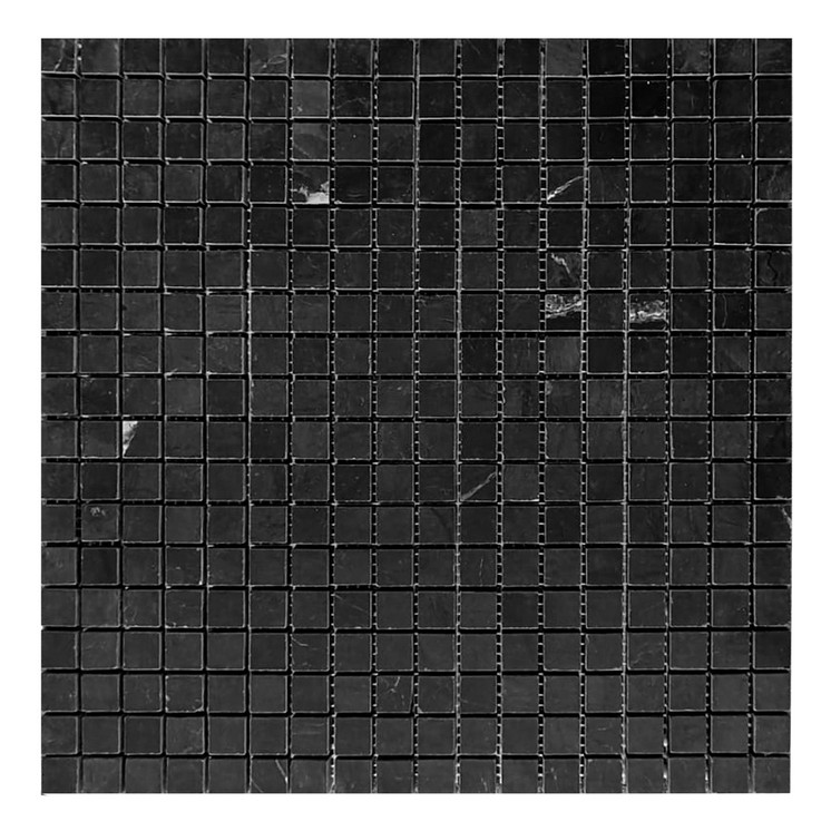 Nero Marquina Black Marble 5/8x5/8 Mosaic Tile Polished Sample