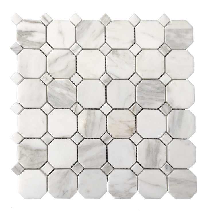 Calacatta Gold Marble Octagon Mosaic Tile Polished