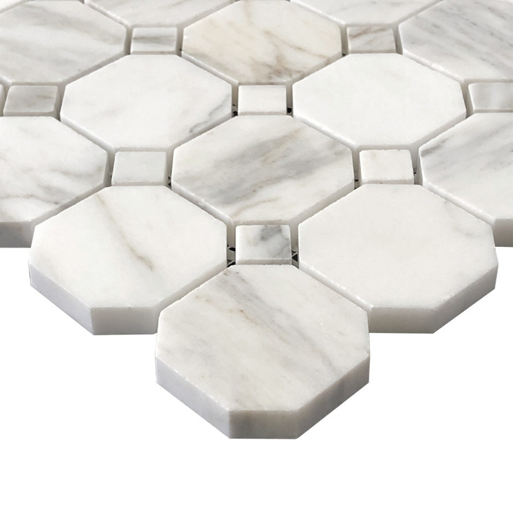 Calacatta Gold Marble Octagon Polished Mosaic Tile Sample