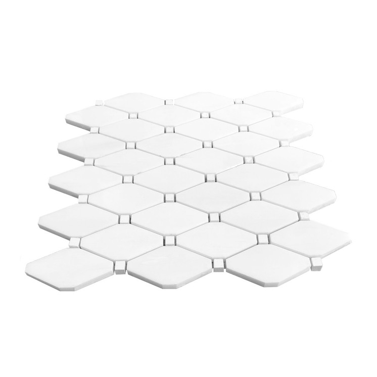 Bianco Dolomite Polished Marble Long Octagon Rhomboid Mosaic Tile Sample
