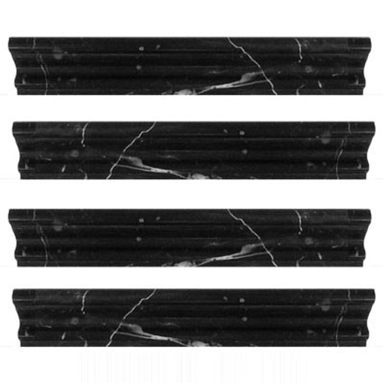 Nero Marquina Black Marble Crown Molding Honed