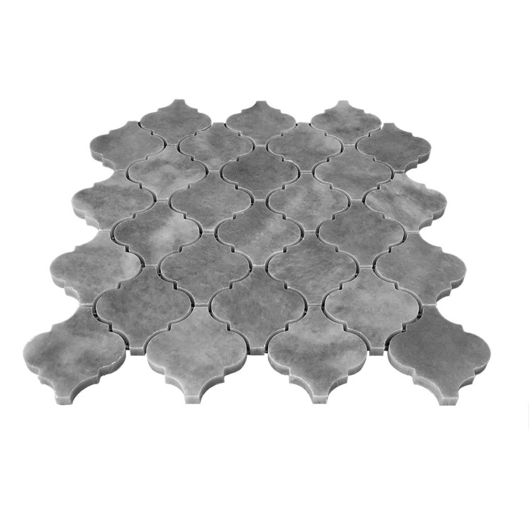 Bardiglio Gray Marble Arabesque Baroque Lantern Polished Mosaic Tile