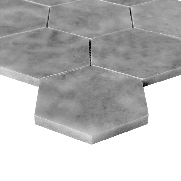 Bardiglio Gray Marble 3" Hexagon Honed Mosaic Tile